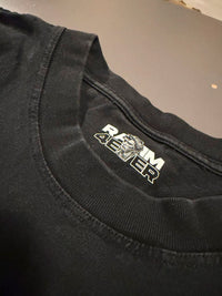 RAMM4EVER t-shirt in graphic streetwear style showcasing inner neck branding and collar detail in a close-up view.
